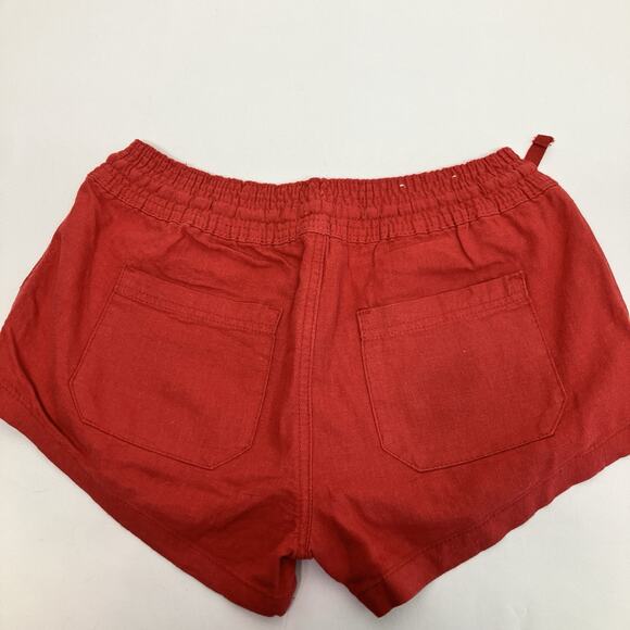 Altar'd State Women’s Linen Rayon Drawstring 3” Paper Bag Shorts Size M Red - Picture 2 of 9